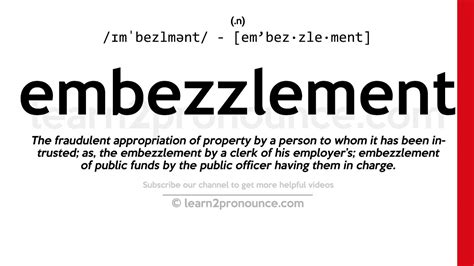embezzlement meaning in english
